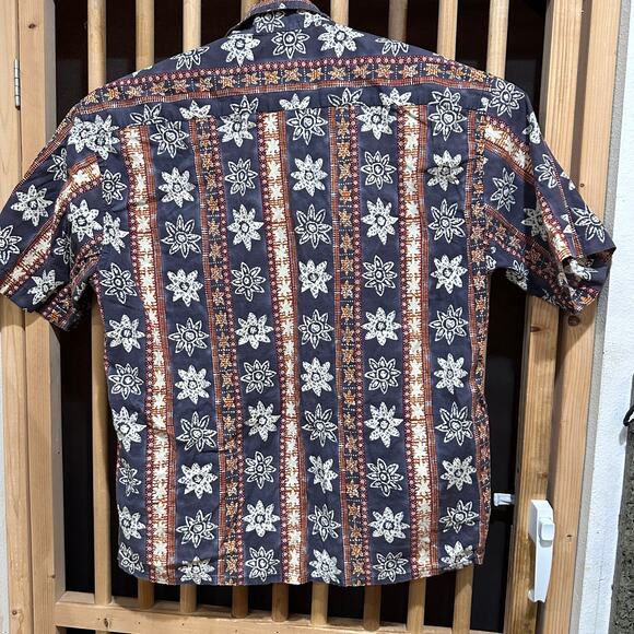 Pierre Cardin Shirt Mens XL Orange Gray All Over Print Hawaiian Button Up Cotton - Picture 3 of 8